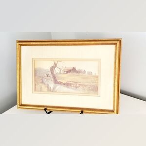 Ben Hampton Old Homestead by the Creek Double Matted Framed Picture Artist Sign